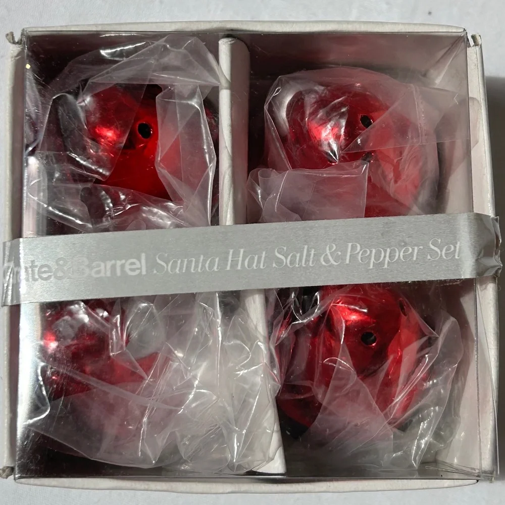 Crate & Barrel Mini Santa Hat Salt & Pepper Sets